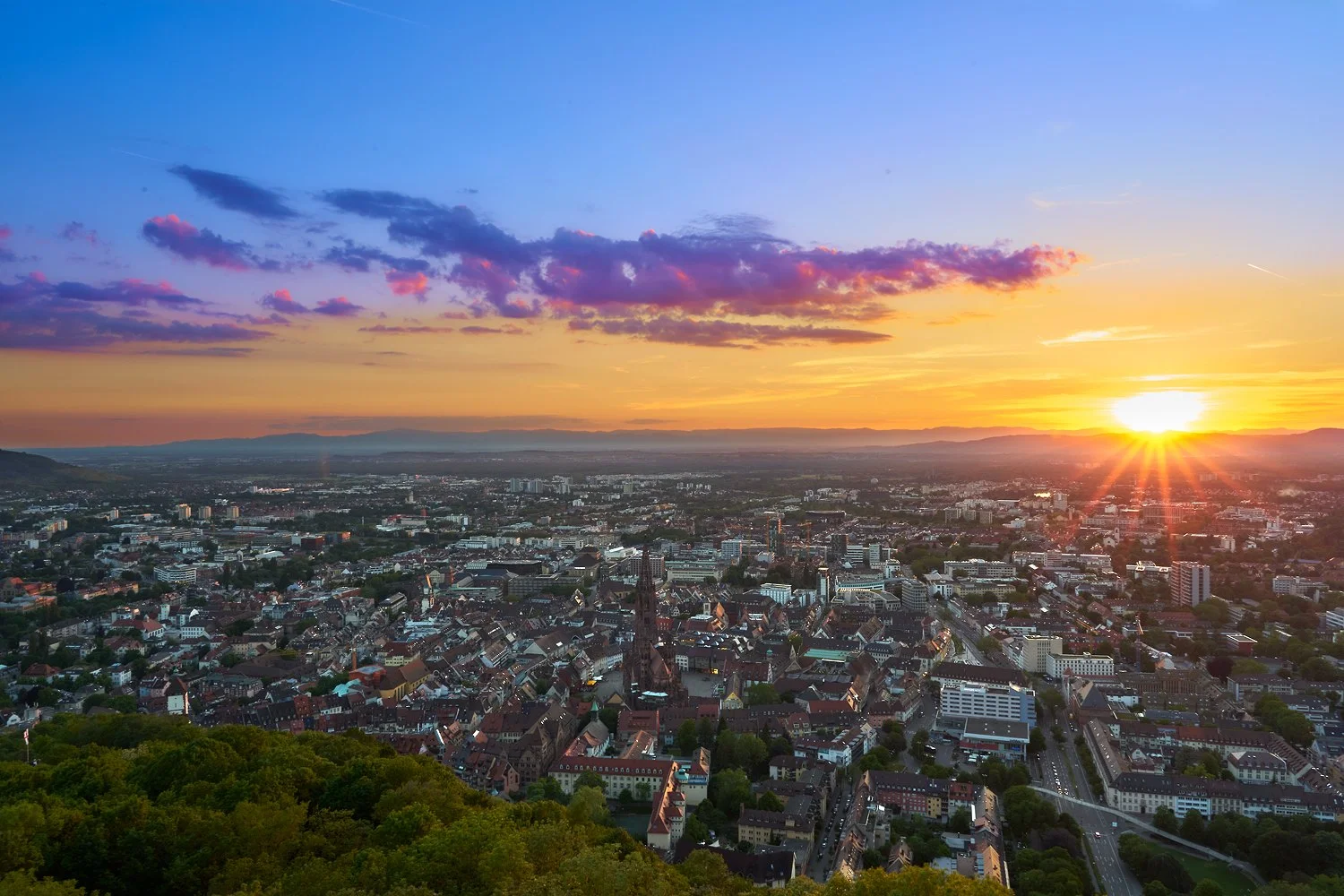 Blick vom Schlossberg über Freiburg und das Münster
